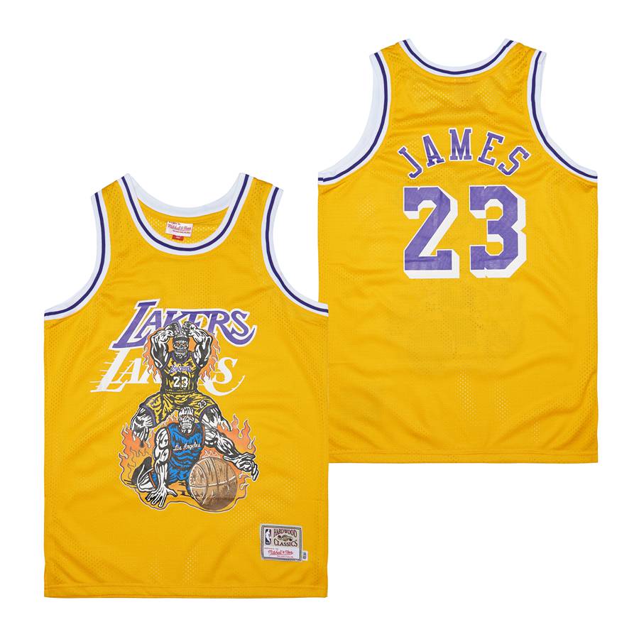 Men Los Angeles Lakers 23 James Yellow 2022 Nike Game NBA Jerseys style 3